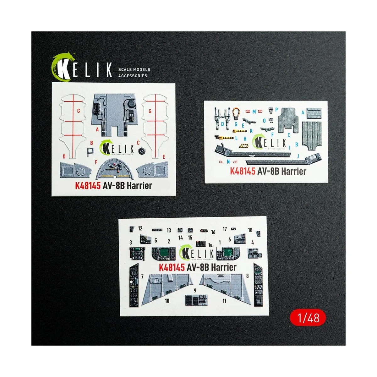 AV-8B Harrier - interior 3D decals for Hasegawa kit, 1/48 - Kelik K...