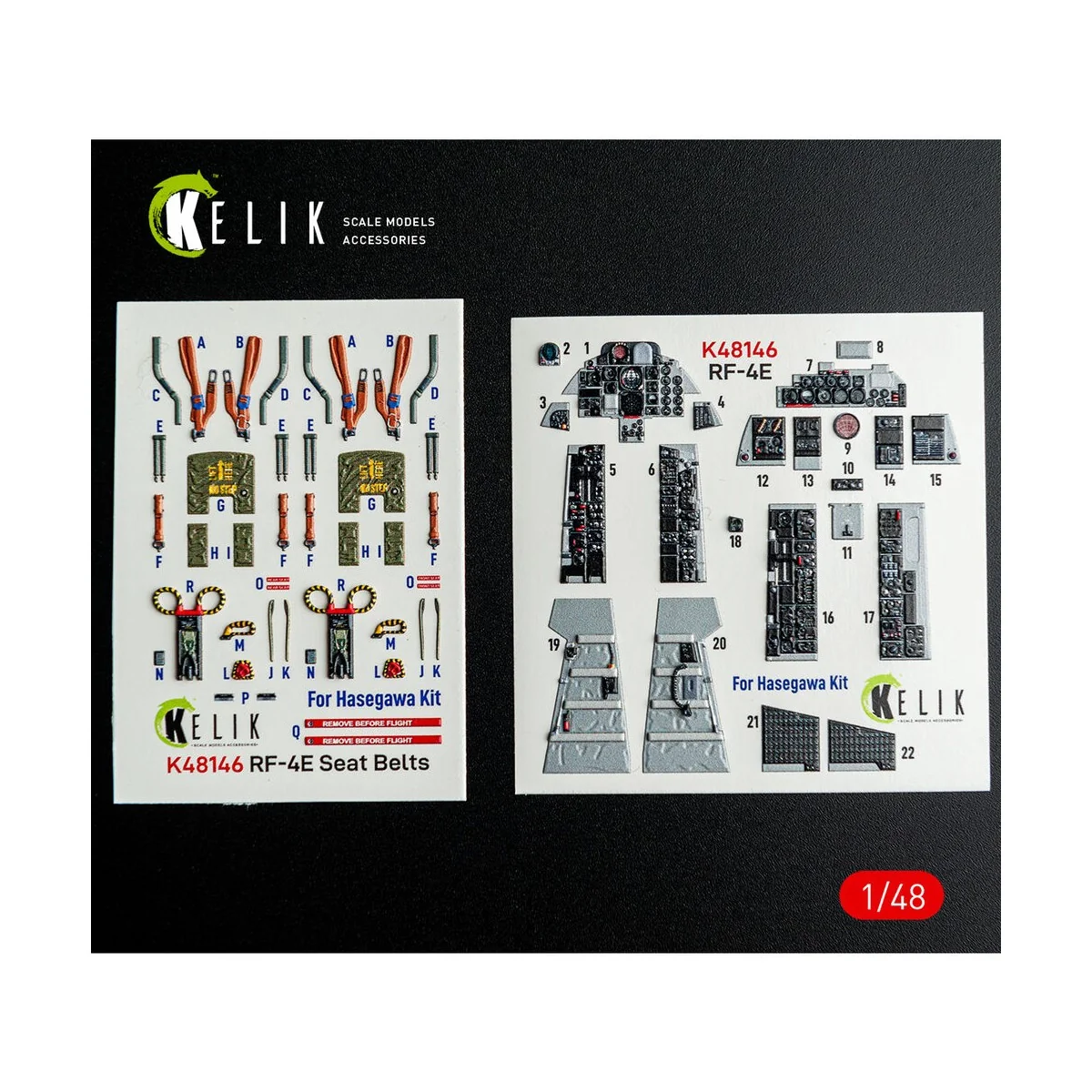 RF-4E - interior 3D decals for Hasegawa kit, 1/48 - Kelik K48146