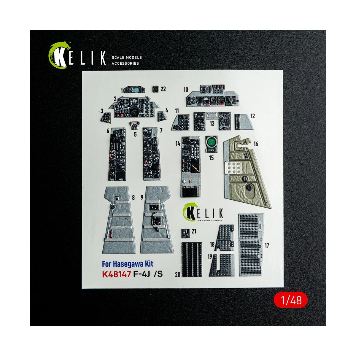 F-4J/S - interior 3D decals for Hasegawa kit, 1/48 - Kelik K48147