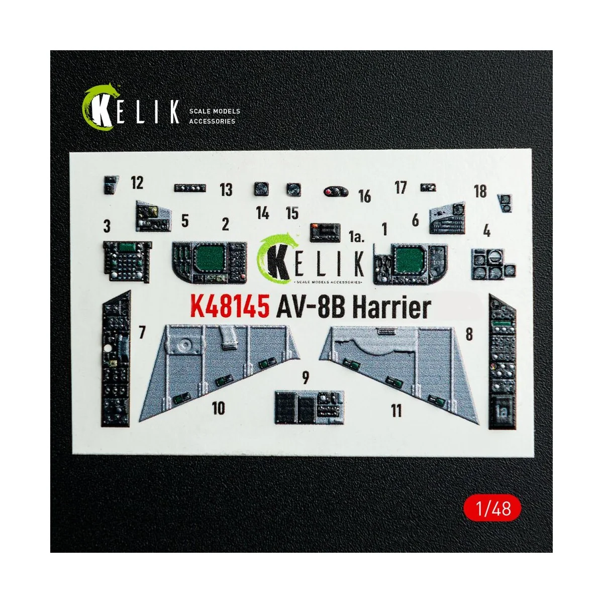 AV-8B Harrier - interior 3D decals for Hasegawa kit, 1/48 - Kelik K...