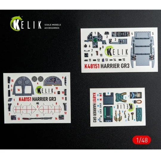 HARRIER GR3 - interior 3D decals for Kinetic kit, 1/48 - Kelik K48151