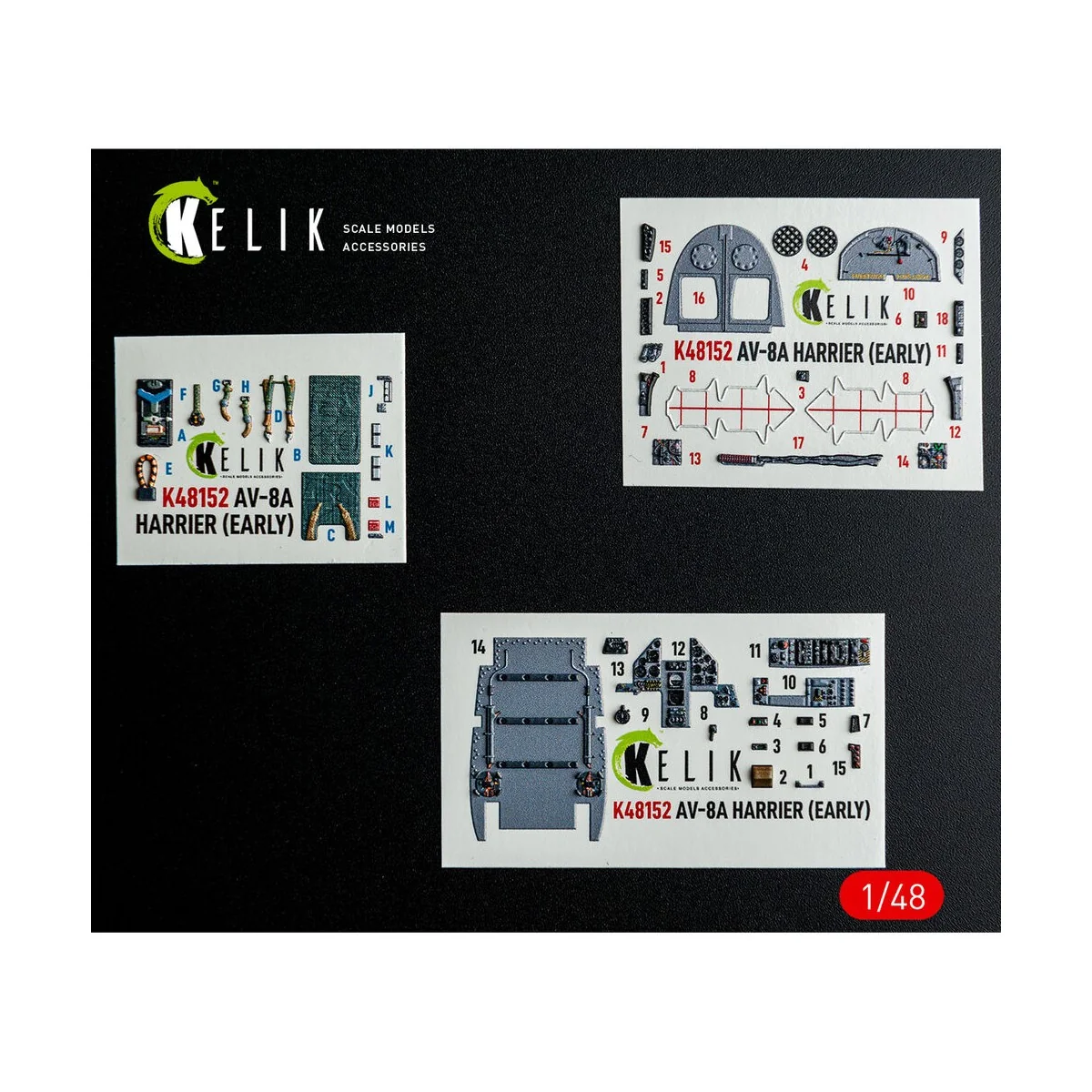 AV-8A HARRIER (Early) - interior 3D decals for Kinetic kit, 1/48 - ...