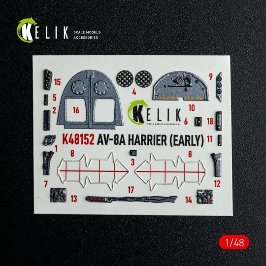 AV-8A HARRIER (Early) - interior 3D decals for Kinetic kit, 1/48 - ...