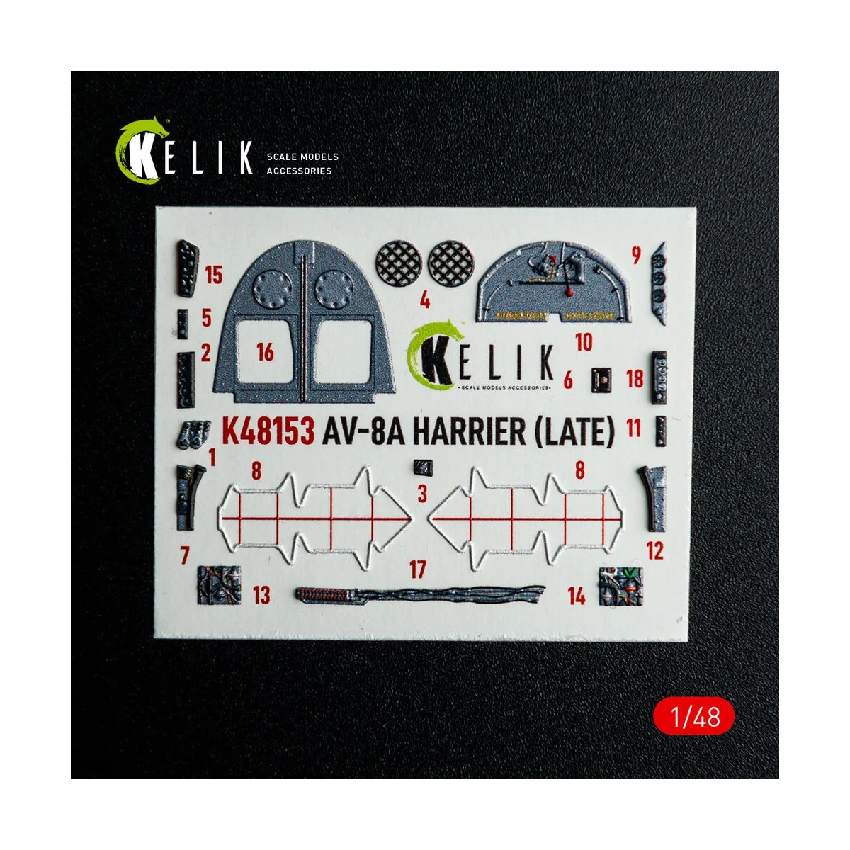 AV-8A HARRIER (Late) - interior 3D decals for Kinetic kit, 1/48 - K...