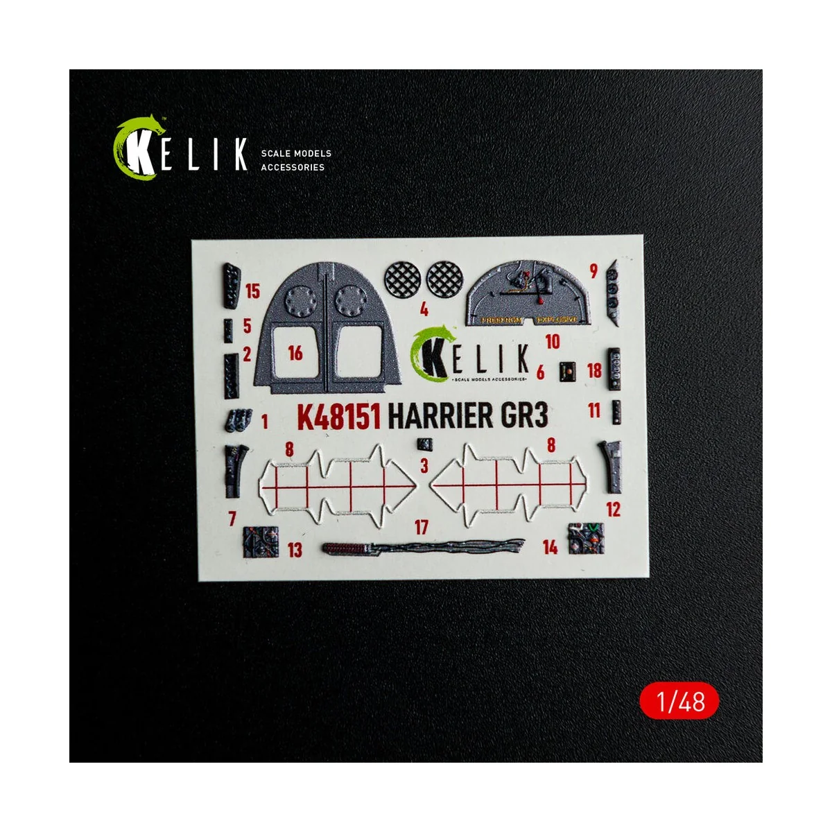 HARRIER GR3 - interior 3D decals for Kinetic kit, 1/48 - Kelik K48151