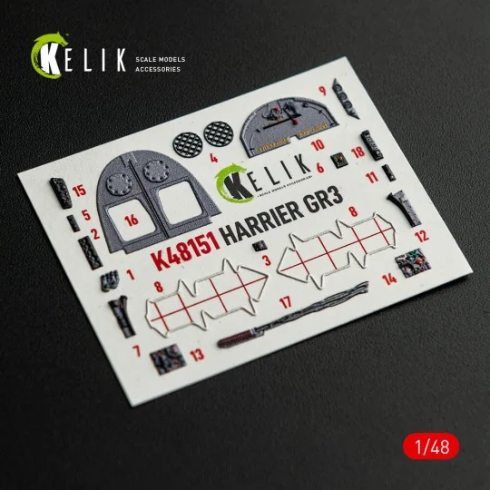 HARRIER GR3 - interior 3D decals for Kinetic kit, 1/48 - Kelik K48151