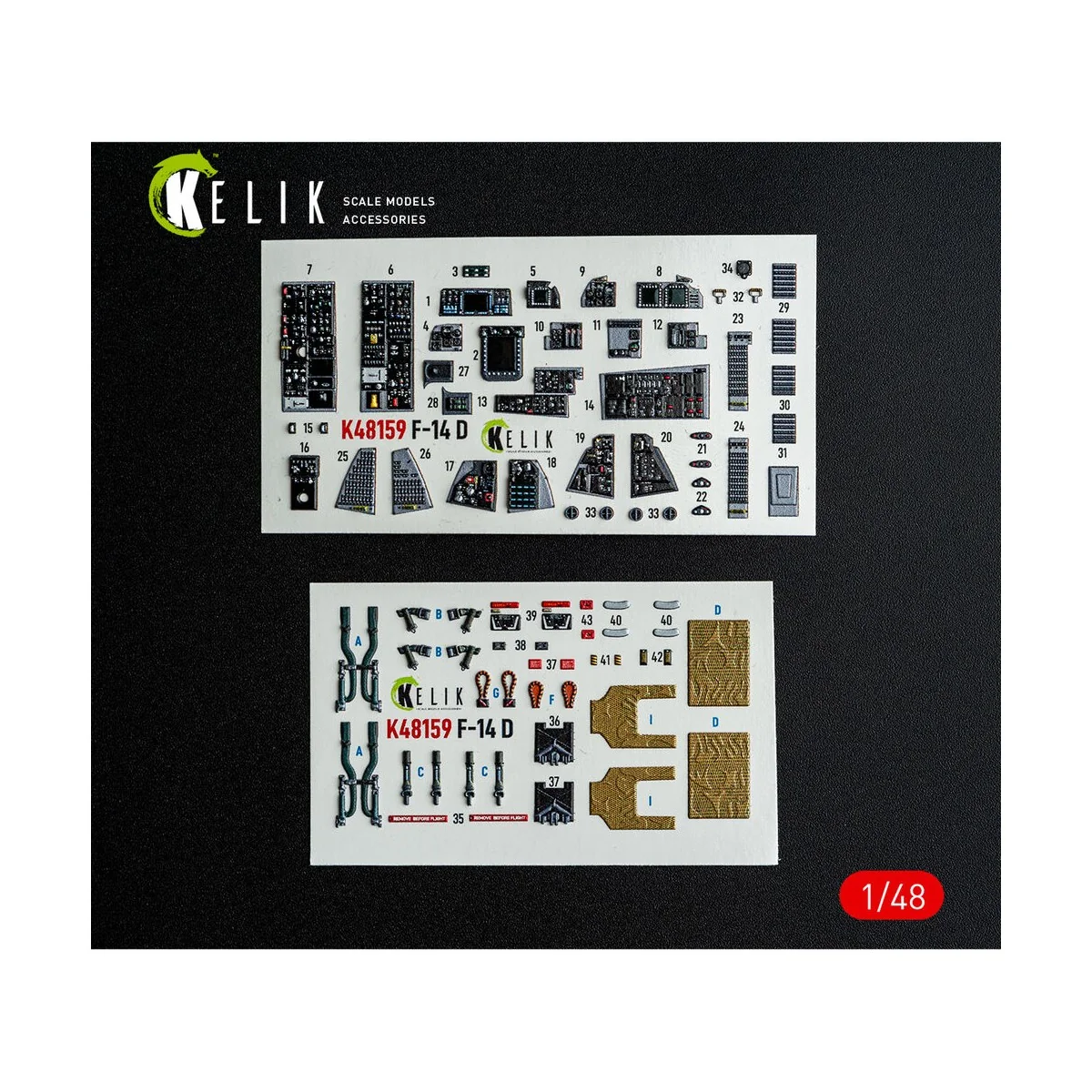 F-14D - interior 3D decals for GWH kit, 1/48 - Kelik K48159