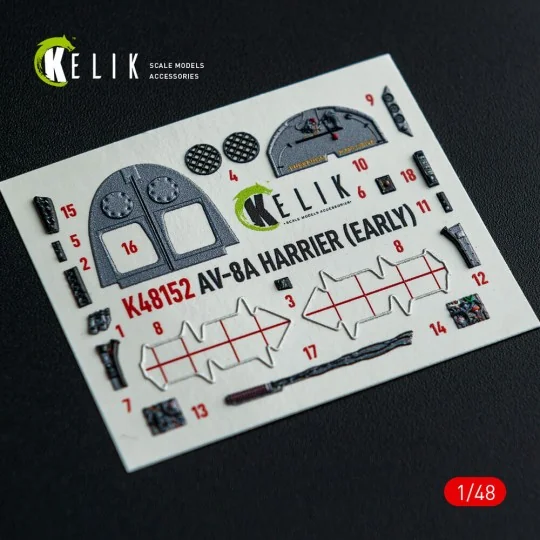 AV-8A HARRIER (Early) - interior 3D decals for Kinetic kit, 1/48 - ...