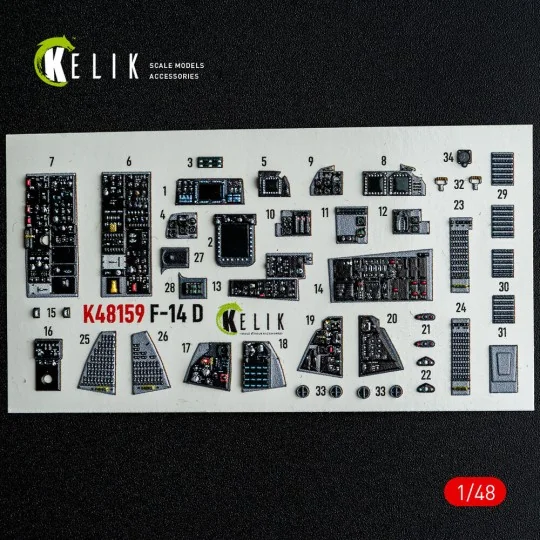 F-14D - interior 3D decals for GWH kit, 1/48 - Kelik K48159