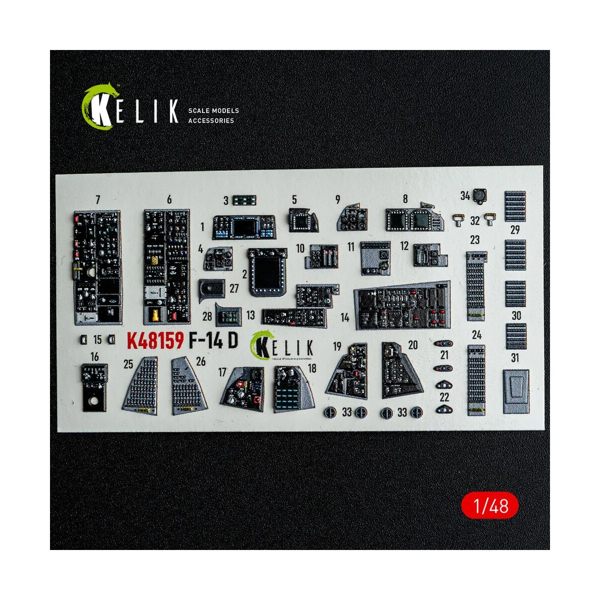 F-14D - interior 3D decals for GWH kit, 1/48 - Kelik K48159