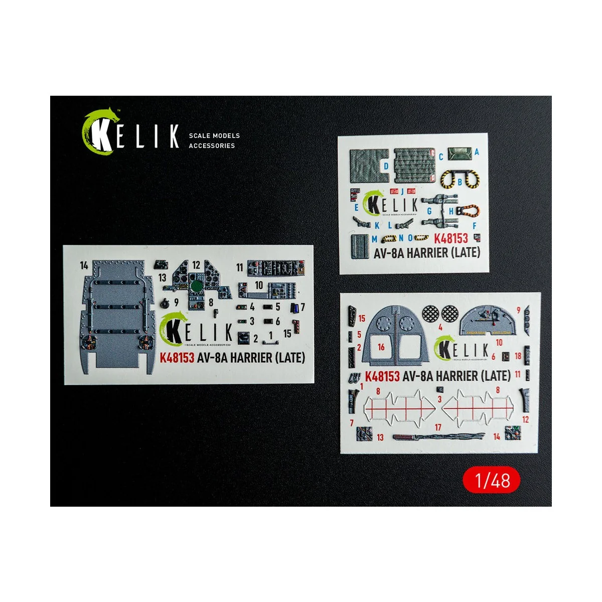 AV-8A HARRIER (Late) - interior 3D decals for Kinetic kit, 1/48 - K...