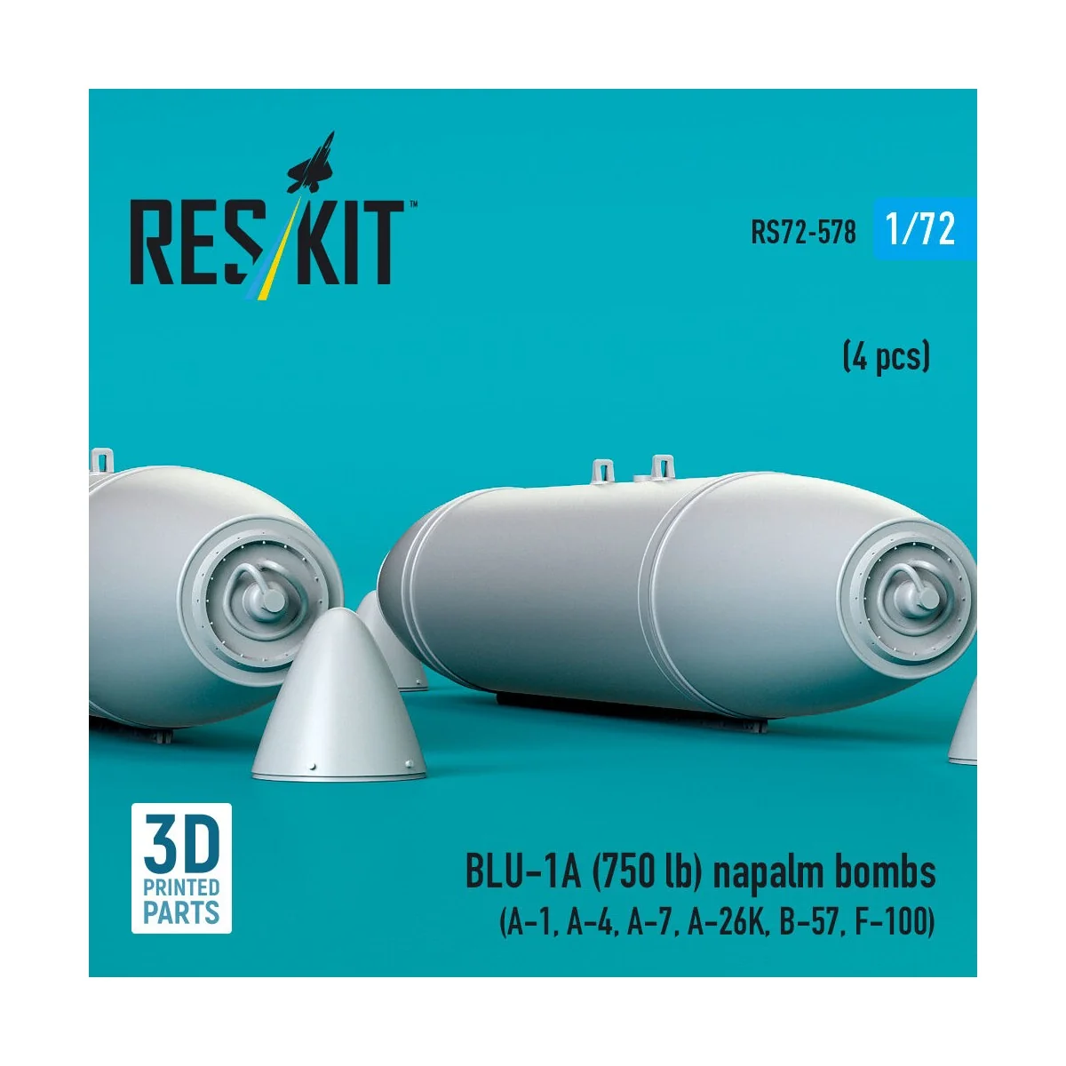 BLU-1A (750 lb) napalm bombs (4 pcs) (A-1, A-4, A-7, A-26K, B-57, F...
