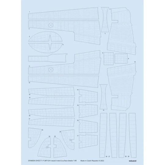 P-38F/G/H raised rivets & surface details for TAMIYA - Eduard Acces...