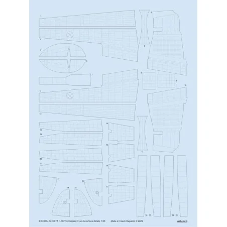 P-38F/G/H raised rivets & surface details for TAMIYA, 1/48 - Eduard...