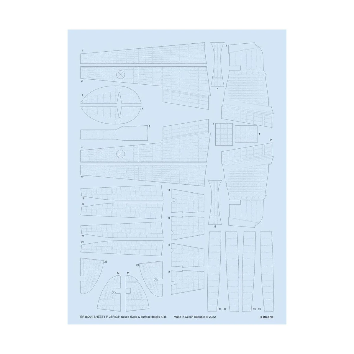 P-38F/G/H raised rivets & surface details for TAMIYA - Eduard Acces...