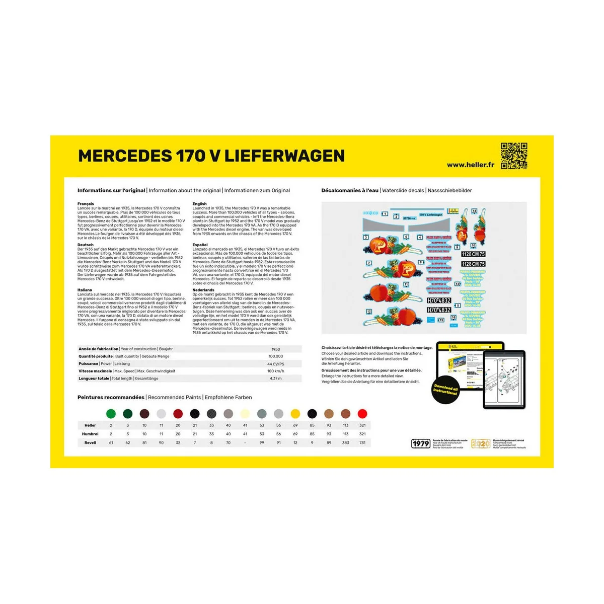 STARTER KIT MB 170 Lieferwagen, 1/24 - Heller 56736 STARTER KIT MB 170 Lieferwagen, 1/24 - Heller 56736