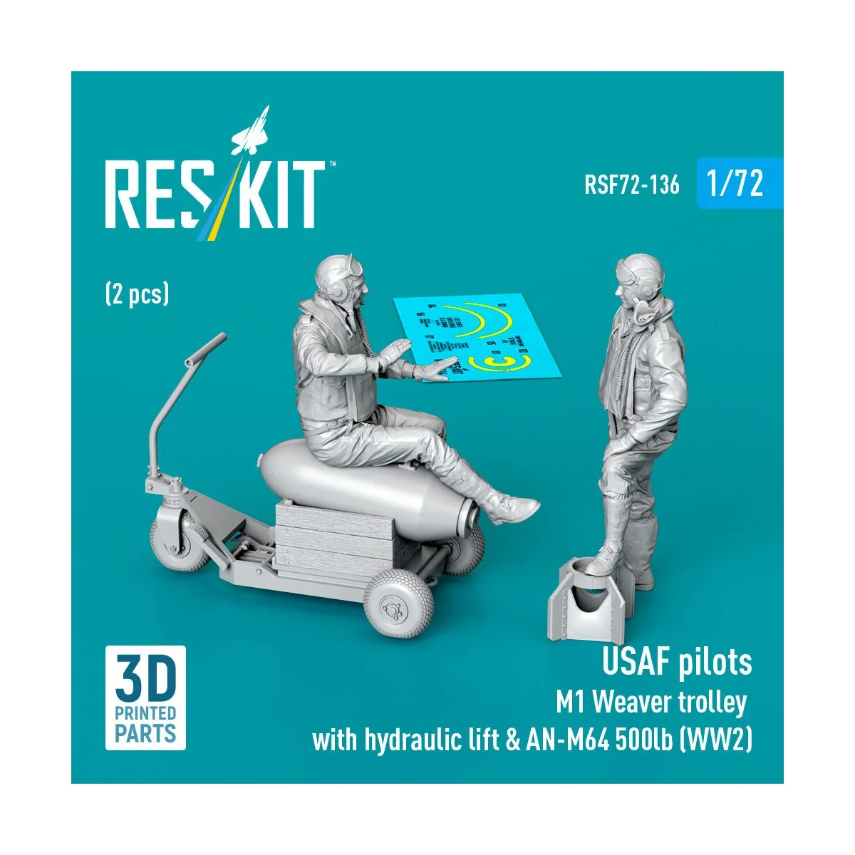 USAF pilots (2pcs) & M1 Weaver Hydraulic bomb lift & AN-M64 500lb (...