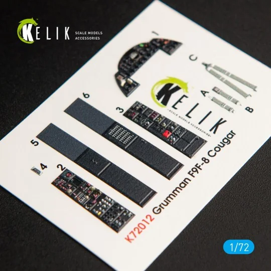 F9F-8 Cougar interior 3D decals for Hasegawa kit, 1/72 - Kelik K72012