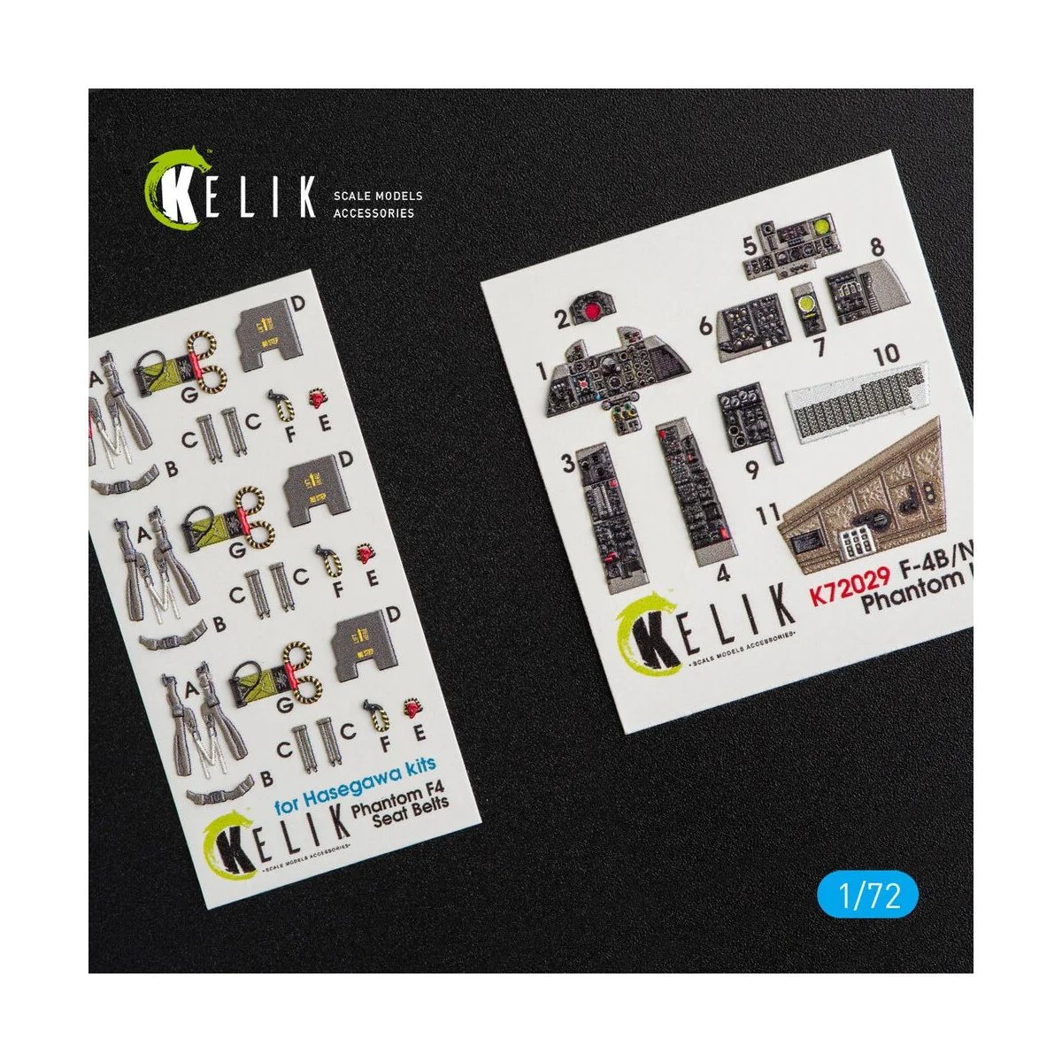 F-4(B, N) Phantom II interior 3D decals for Hasegawa kit, 1/72 - Ke...