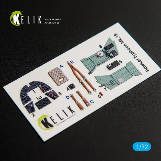 Hawker Typhoon Mk.IB interior 3D decals for Airfix kit, 1/72 - Keli...