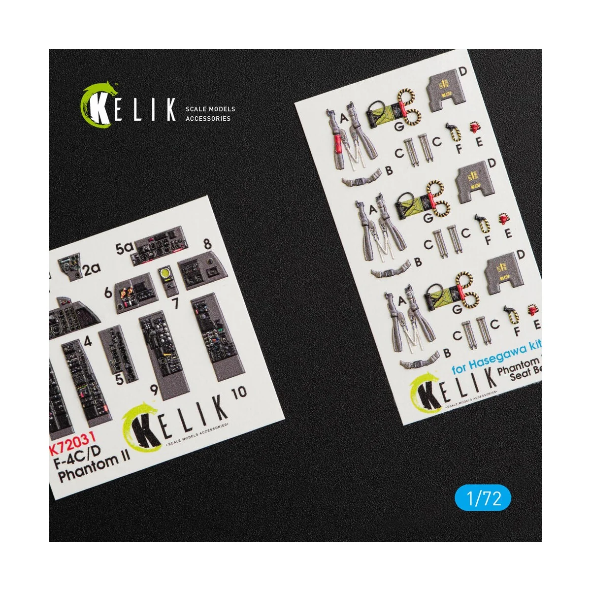 F-4(C, D) Phantom II interior 3D decals for Hasegawa kit, 1/72 - Ke...
