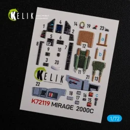 Mirage 2000C interior 3D decals forModelSvit kit, 1/72 - Kelik K72119