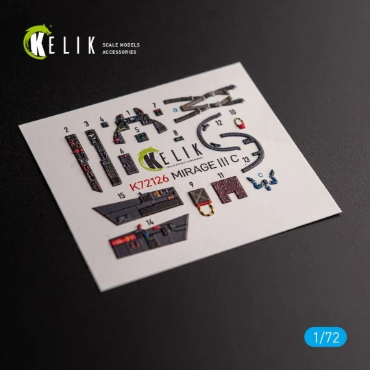 MIRAGE III C - interior 3D decals for Modelsvit kit, 1/72 - Kelik K...