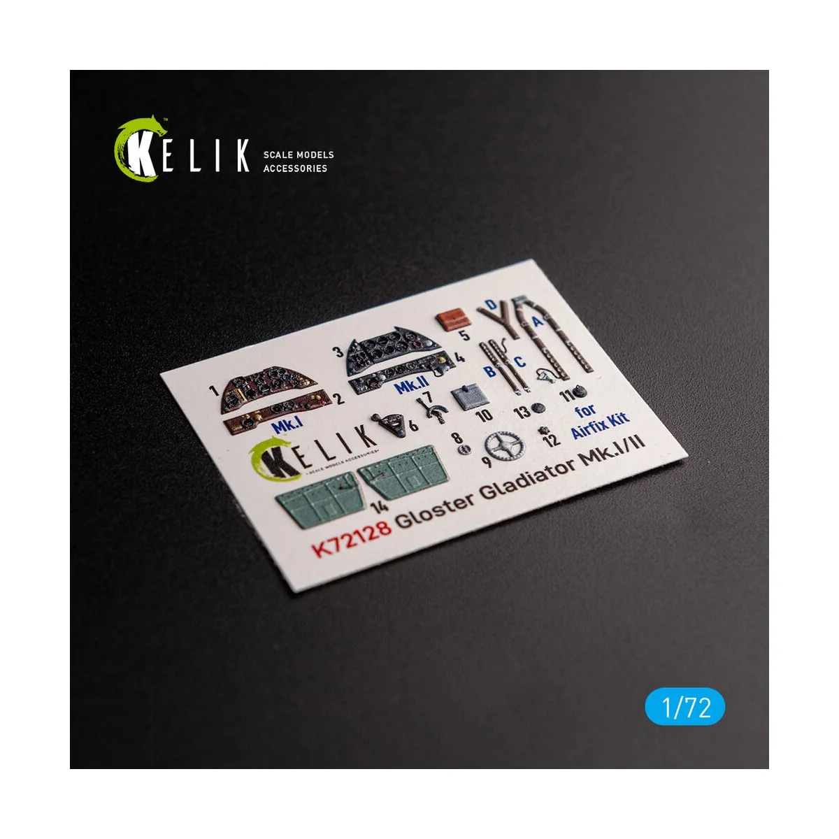 Gloster Gladiator Mk.I/II - interior 3D decals for Airfix kit, 1/72...