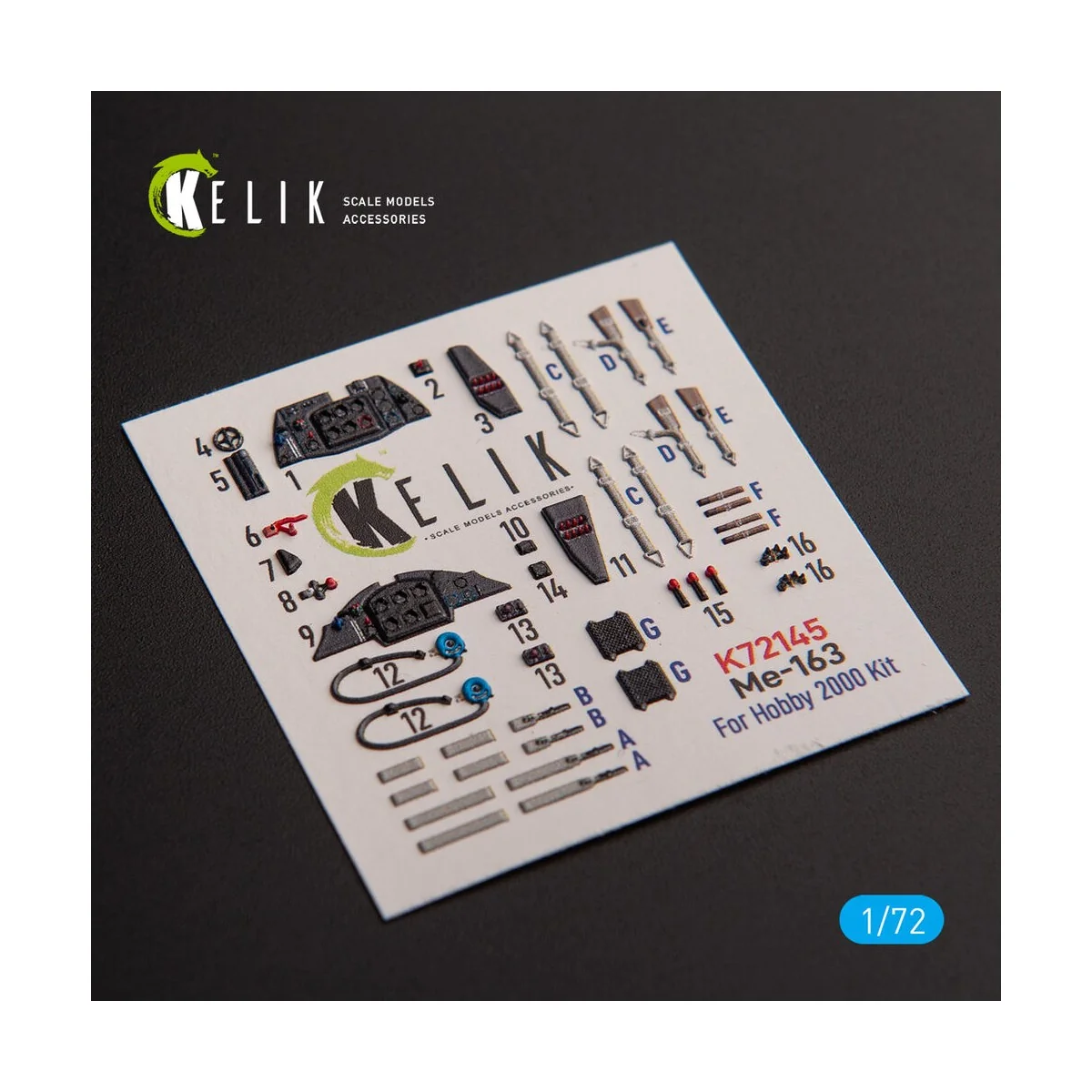 Me 163 B/S Komet - interior 3D decals for Hobby 2000/Academy kit, 1...