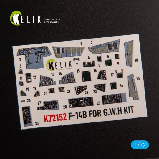 F-14B - interior 3D decals for GWH kit, 1/72 - Kelik K72152
