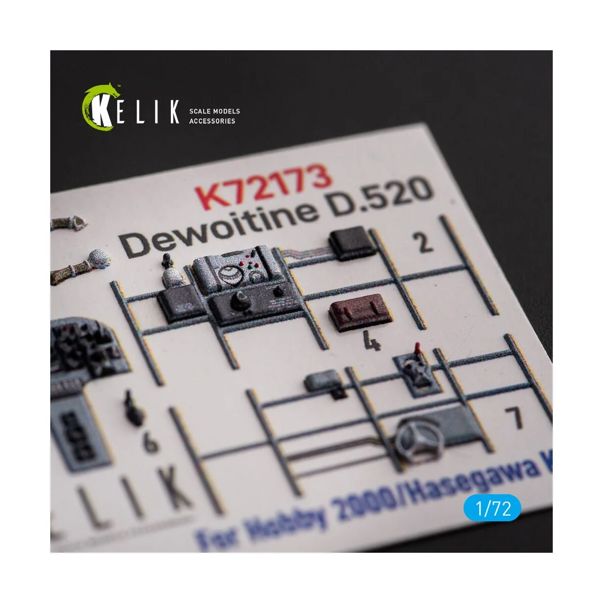 Dewoitine D.520 - interior 3D decals for Hobby 2000/Hasegawa kit, 1...