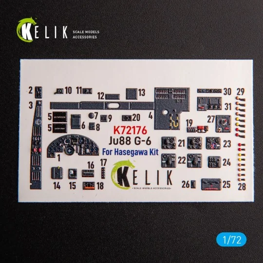 Ju88 G-6 - interior 3D decals for Hasegawa kit, 1/72 - Kelik K72176