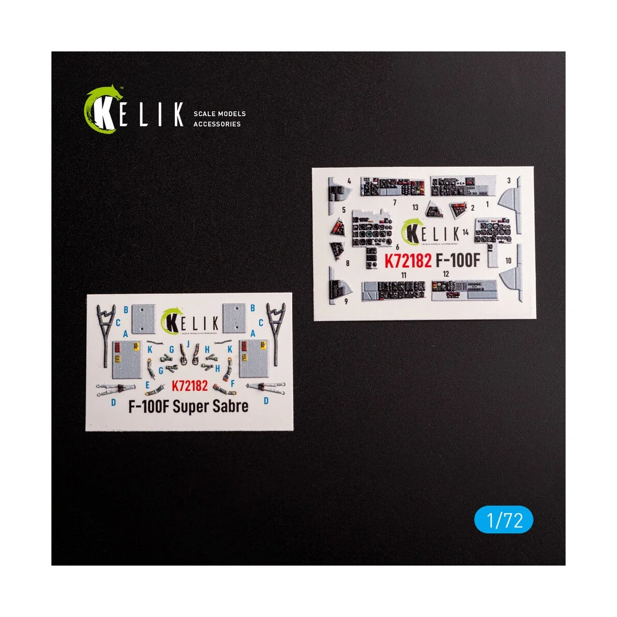 F-100F - interior 3D decals for Trumpeter kit, 1/72 - Kelik K72182