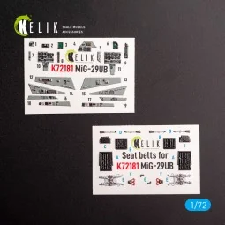 MiG-29UB - interior 3D decals for IBG models kit, 1/72 - Kelik K72181