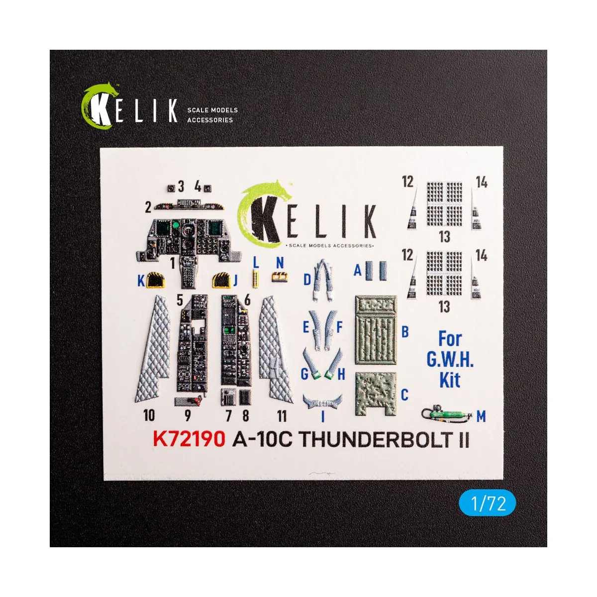 A-10C Thunderbolt II - interior 3D decals for GWH kit, 1/72 - Kelik...