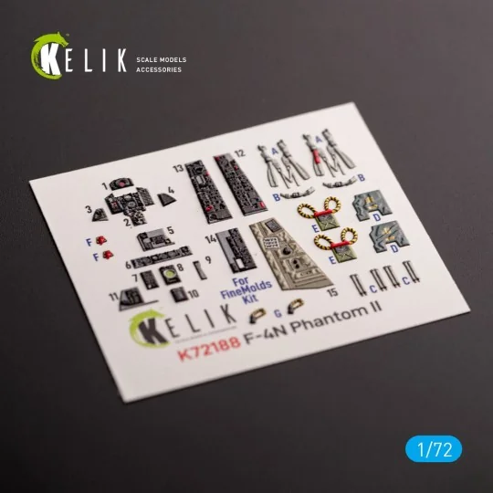 F-4N Phantom - interior 3D decals for FineMolds kit, 1/72 - Kelik K...