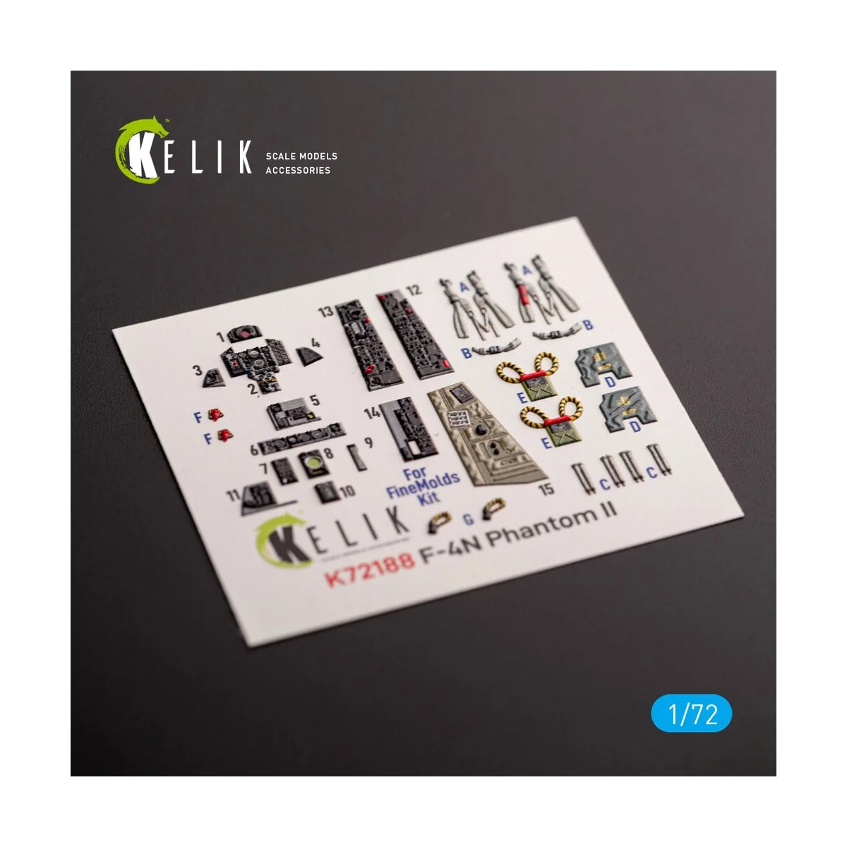 F-4N Phantom - interior 3D decals for FineMolds kit, 1/72 - Kelik K...