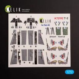 T-2 Advanced Trainer - interior 3D decals for Platz kit, 1/72 - Kel...