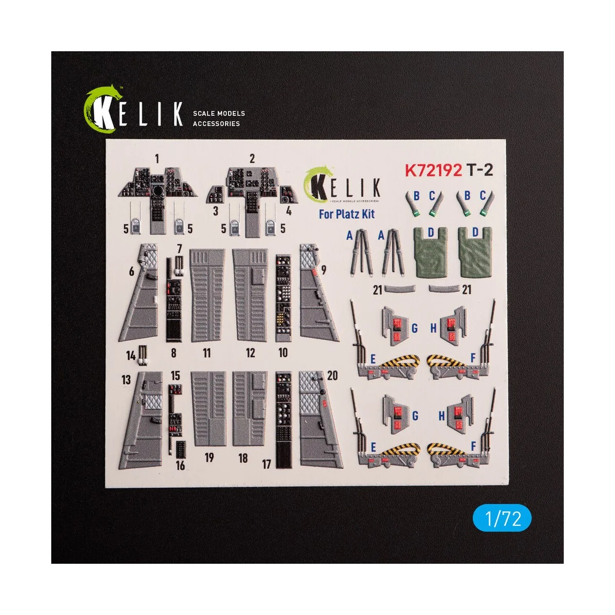 T-2 Advanced Trainer - interior 3D decals for Platz kit, 1/72 - Kel...