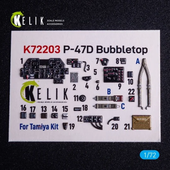 P-47D Bubbletop - interior 3D decals for Tamiya kit, 1/72 - Kelik K...
