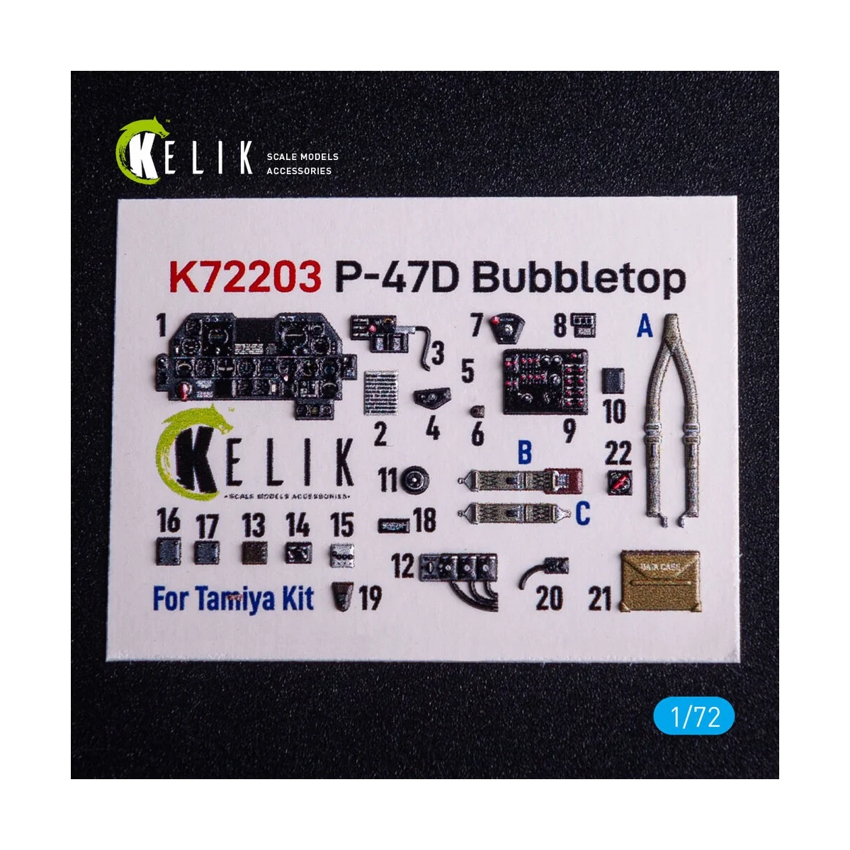 P-47D Bubbletop - interior 3D decals for Tamiya kit, 1/72 - Kelik K...