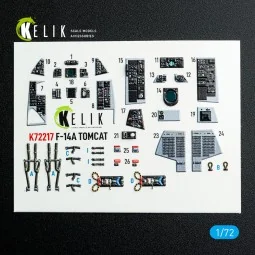 F-14A Tomcat - interior 3D decals for HobbyBoss kit, 1/72 - Kelik K...
