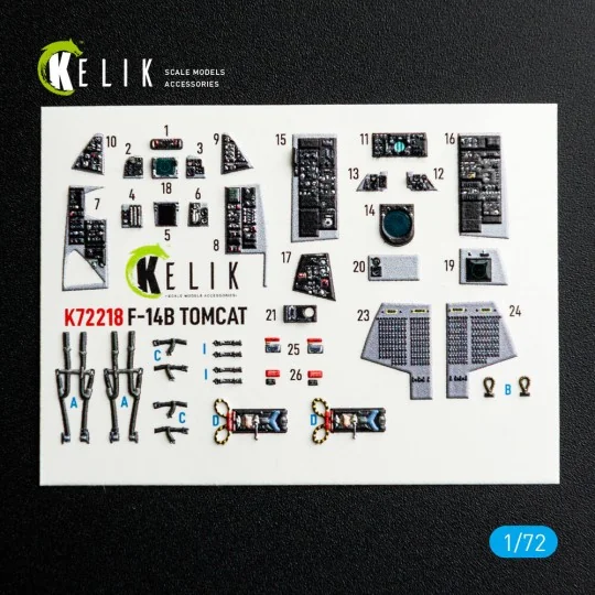 F-14B Tomcat - interior 3D decals for HobbyBoss kit, 1/72 - Kelik K...