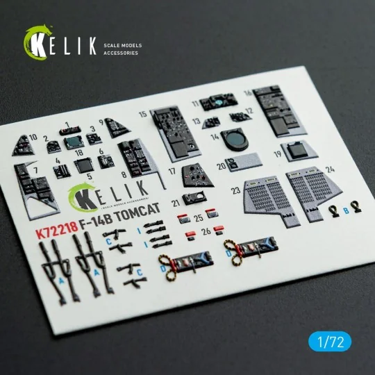 F-14B Tomcat - interior 3D decals for HobbyBoss kit, 1/72 - Kelik K...