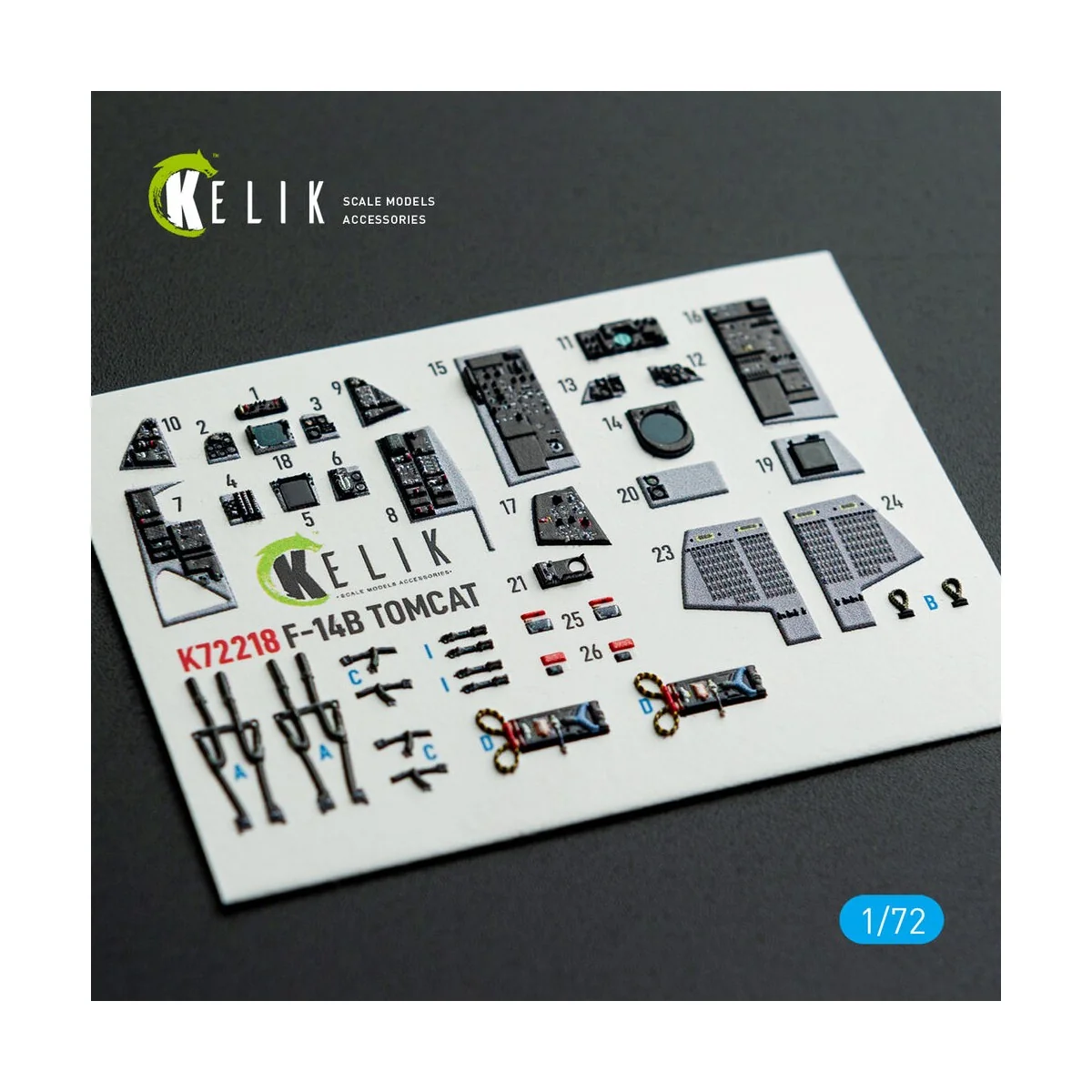 F-14B Tomcat - interior 3D decals for HobbyBoss kit, 1/72 - Kelik K...