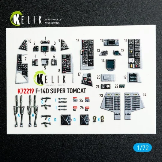 F-14D Super Tomcat - interior 3D decals for HobbyBoss kit, 1/72 - K...