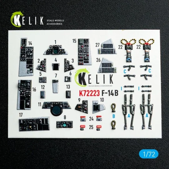 F-14B Tomcat - interior 3D decals for Academy kit, 1/72 - Kelik K72223