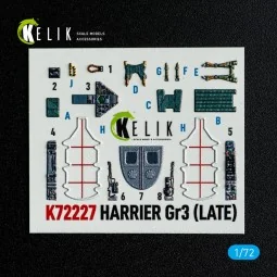 Harrier Gr3 (Late)- interior 3D decals for Italeri kit, 1/72 - Keli...