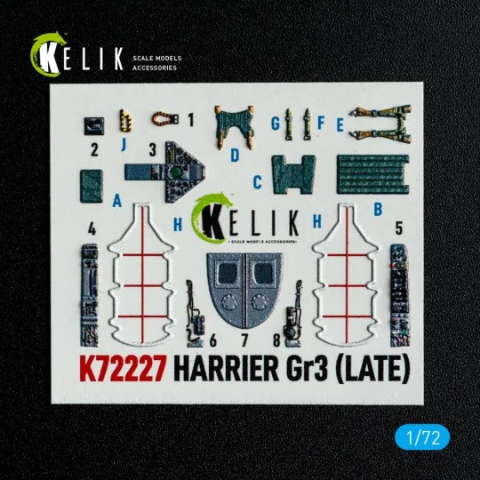 Harrier Gr3 (Late)- interior 3D decals for Italeri kit, 1/72 - Keli...