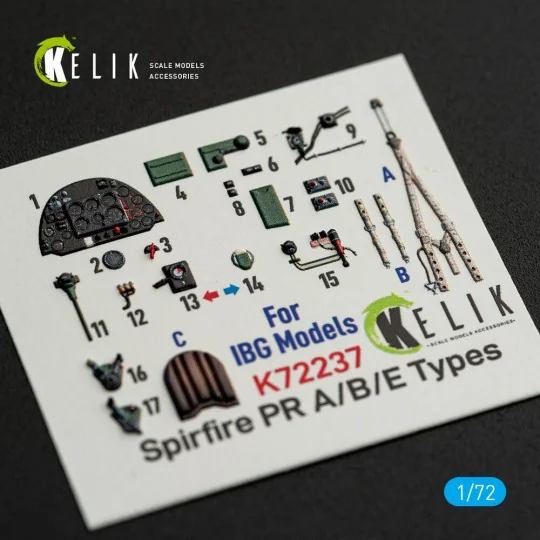 Spitfire PR A/B/E Types - interior 3D decals for IBG Models kit, 1/...